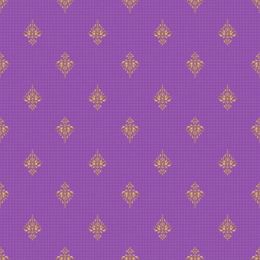 Vektör dairesi altın ızgara ve menekşe arkaplanındaki elementler. Süs tasarım şablonu. Düğün davetiyeleri, kartvizit, sertifika, logo şablonu için süs çiçekleri..