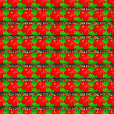 Grafiksel modern model. Gri bir arka planda kusursuz soyut çiçek deseni. Hoş bir arka plan. Amfibik çiçekli kusursuz desen. Geometrik yaprak süsü.