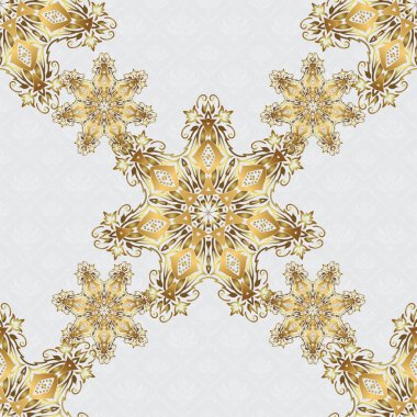 Gri arka planda kusursuz bir altın rengi desen. Eski Fas, Arap ve Türk süslemeleri taşıyıcı.