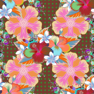 Çiçeksiz desenli, yeşil ve mavi renkli vintage vektör..