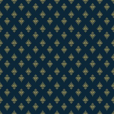 Vektör çizimi. Mavi arkaplanda altın gibi parlak süsler, pürüzsüz desenler, soyut şekiller..