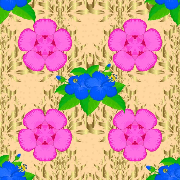 Vektorblumen Hibiskusblüten Muster Ethnische Handtuch Henna Stil Kann Für Grußkarten — Stockvektor