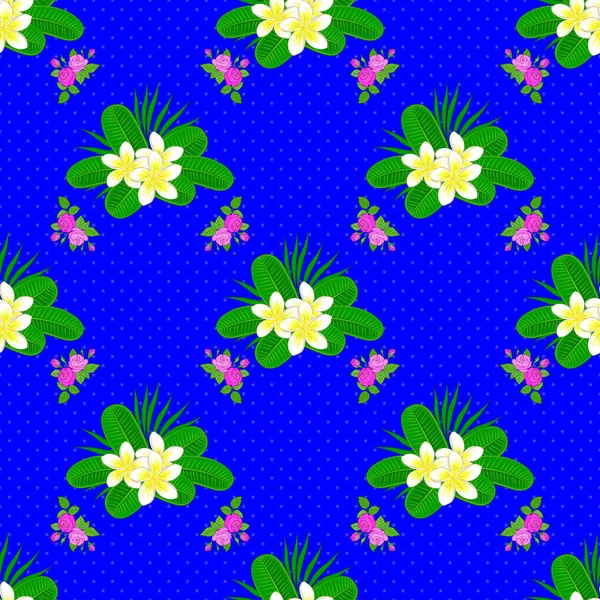 Lindo Fondo Floral Raster Plumeria Flores Patrón Sin Costura Sobre — Vector de stock