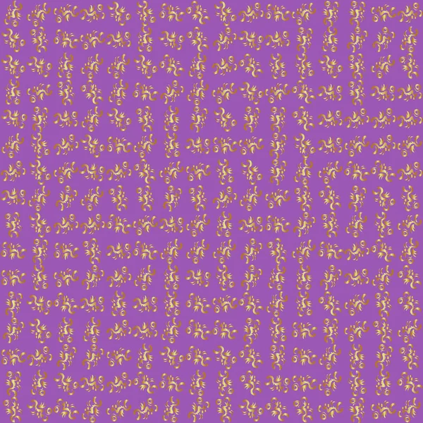 Modelo Sin Contratiempos Con Elementos Repetición Dorados Fondo Violeta Violeta — Archivo Imágenes Vectoriales