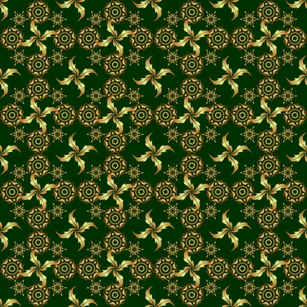 緑と金のヴィンテージの装飾 シームレスなパターン — ストックベクタ