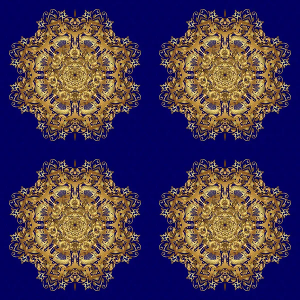 Glitter Golden Star Abstract Mandala Fondo Azul Ilustración Vectores — Archivo Imágenes Vectoriales