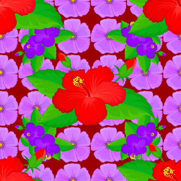 Ilustración Patrón Vectores Florales Sin Costura Color — Vector de stock