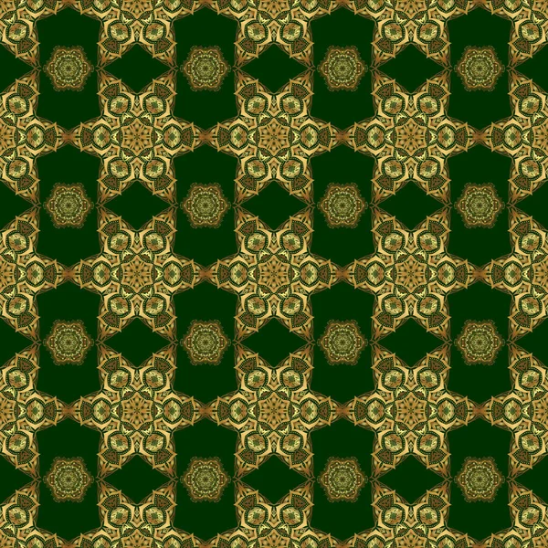 Tradiční Orientální Ozdoba Klasický Vinobraní Ornament Zeleném Pozadí Bezešvé Klasické — Stockový vektor