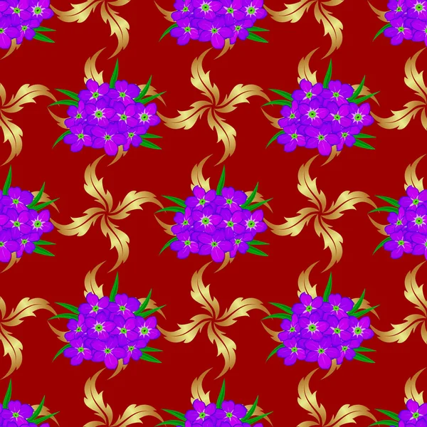 Aquarell Nahtloses Muster Auf Gestreiftem Hintergrund Raster Blumendruck Auf Rotem — Stockvektor