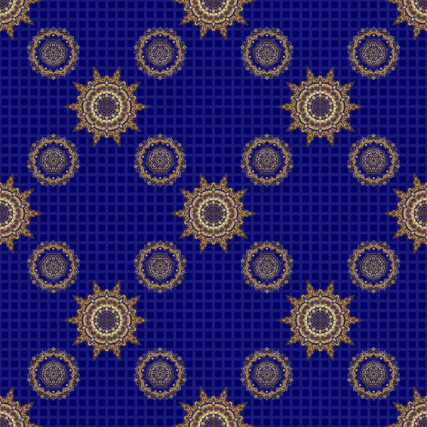 Abstract Geometrische Moderne Achtergrond Blauw Goud Naadloos Patroon Art Deco — Stockvector