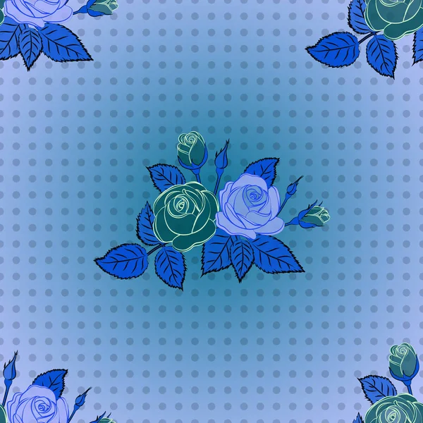 일러스트 추상적 파란색 장미꽃 무늬가 — 스톡 벡터