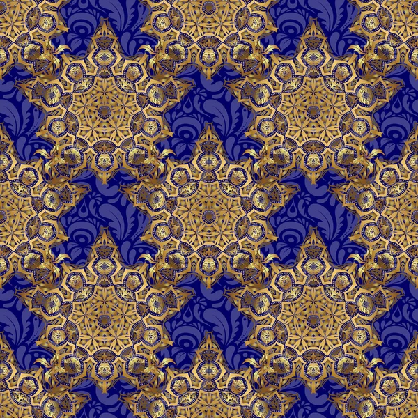 Damask Vector Clásico Patrón Oro Elementos Abstractos Sin Costuras Colores — Archivo Imágenes Vectoriales