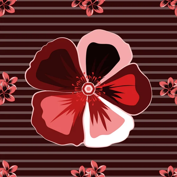 Vektorový Hladký Květinový Vzor Kosmu Květiny Listy Červené Růžové Černé — Stockový vektor