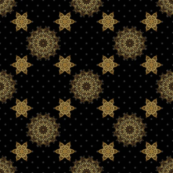 Modèle Traditionnel Vectoriel Doré Motif Noir Doré Décoration Orientale Style — Image vectorielle