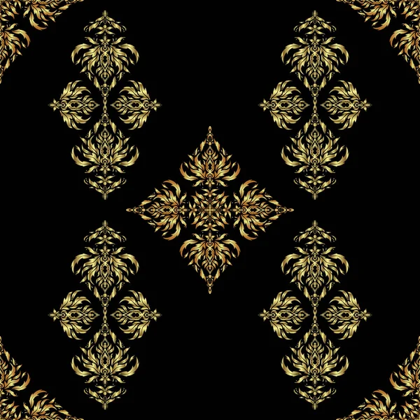 Traditionelles Klassisches Muster Goldenen Und Schwarzen Farben Vektorillustration Nahtloses Orientalisches — Stockvektor