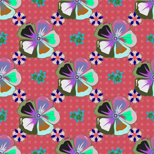 Illustration Vectorielle Motif Floral Ininterrompu Fleurs Mignonnes Couleurs Verte Rose — Image vectorielle