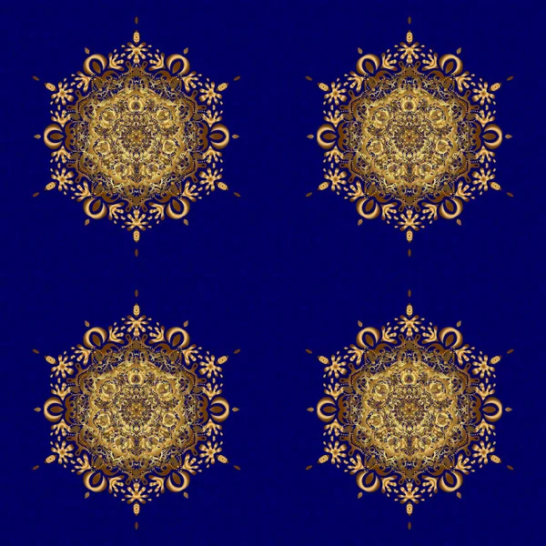 Oost Islamitisch Goud Vector Mandala Patroon Blauwe Achtergrond Arabische Vintage — Stockvector