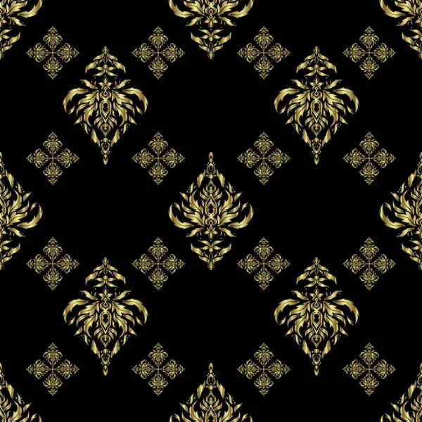 Vector Golden Seamless Pattern Abstract Golden Background Black Golden Colors — Stock Vector