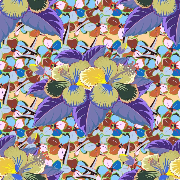 Tono Floral Vectorial Abstracto Clásico Sin Costuras Colores Violeta Beige — Vector de stock