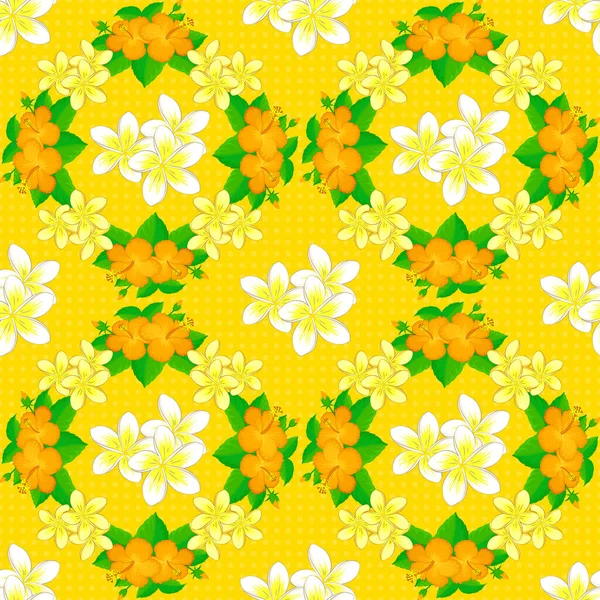 Illustration Vectorielle Motif Floral Continu Avec Des Fleurs Plumeria Stylisées — Image vectorielle