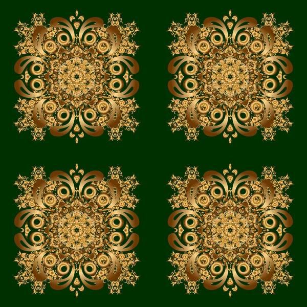緑と金のヴィンテージの装飾 シームレスなパターン — ストックベクタ