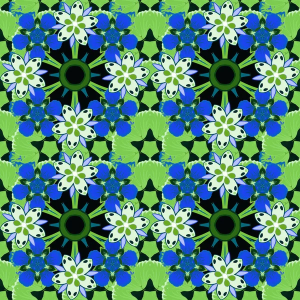 Πλακάκια Φλοράλ Μοτίβο Oriental Στολίδι Απρόσκοπτη Μοτίβο Πράσινο Και Μπλε — Διανυσματικό Αρχείο
