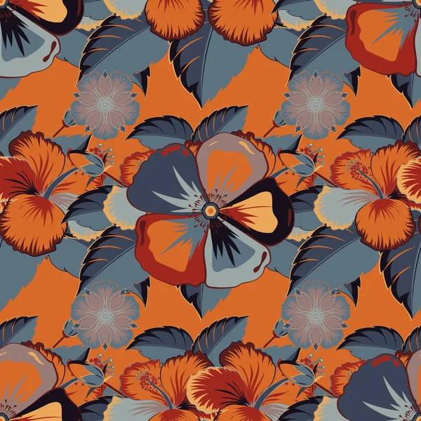 Vektorillustration Nahtloses Hintergrundmuster Mit Dekorativen Kosmos Blumen Und Blättern Braunen — Stockvektor
