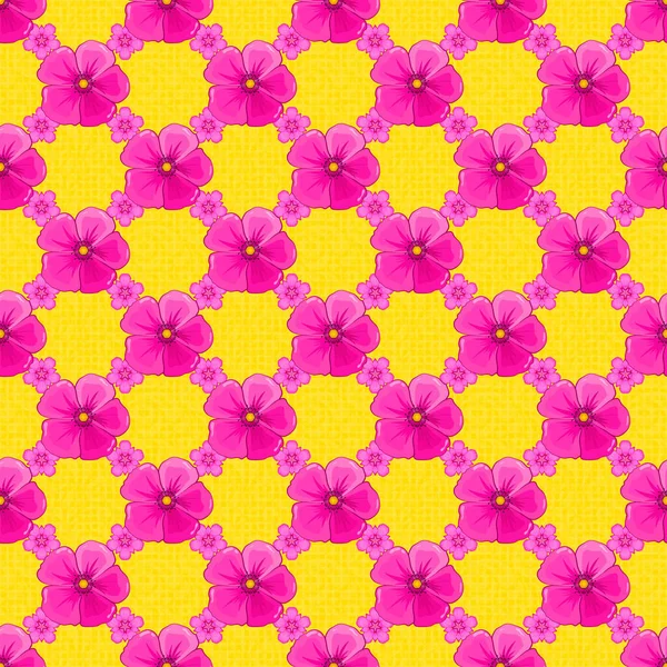 黄色の背景に抽象的なコスモスの花の水彩花束とロマンチックなシームレスなパターン 包装紙 グリーティングカードのために ベクターイラスト — ストックベクタ
