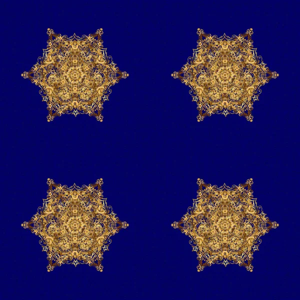 Niebieskie Tło Złotą Mandalą Ozdobną Oparte Starożytnych Greckich Islamskich Ornamentach — Wektor stockowy