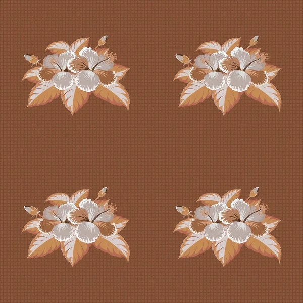 Concept Fleur Vectorielle Motif Naturel Sans Couture Hibiscus Orange Brun — Image vectorielle