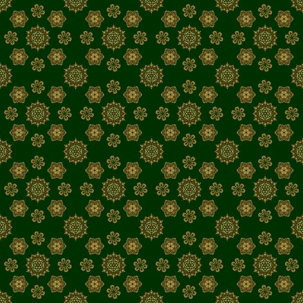 Green Gold Vintage Ornament Seamless Pattern — Stock Vector