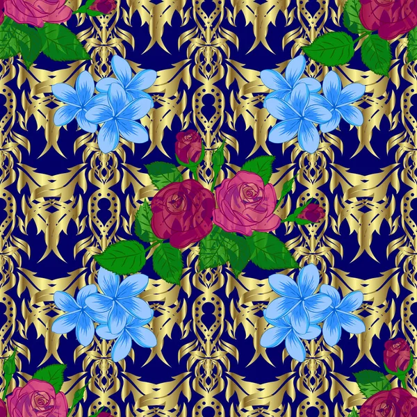 Motif Floral Vectoriel Sans Couture Avec Des Fleurs Rose Des — Image vectorielle