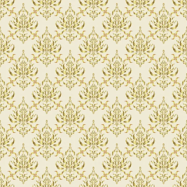 皇家和维多利亚时代的概念 金色元素在米色背景上被分离 古色古香的巴洛克花 金黄色的无缝图案 华丽的矢量装饰 — 图库矢量图片