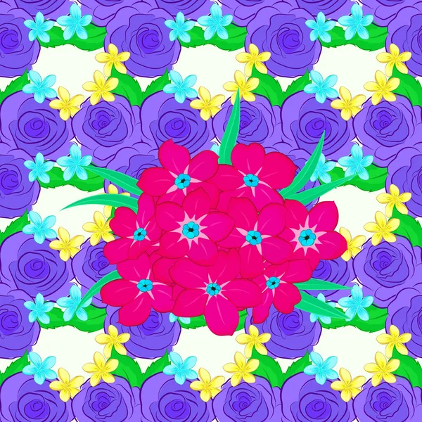 Милі Векторні Квіти Первоцвітів Друкують Векторні Ілюстрації Квітковий Вінтажний Безшовний — стоковий вектор