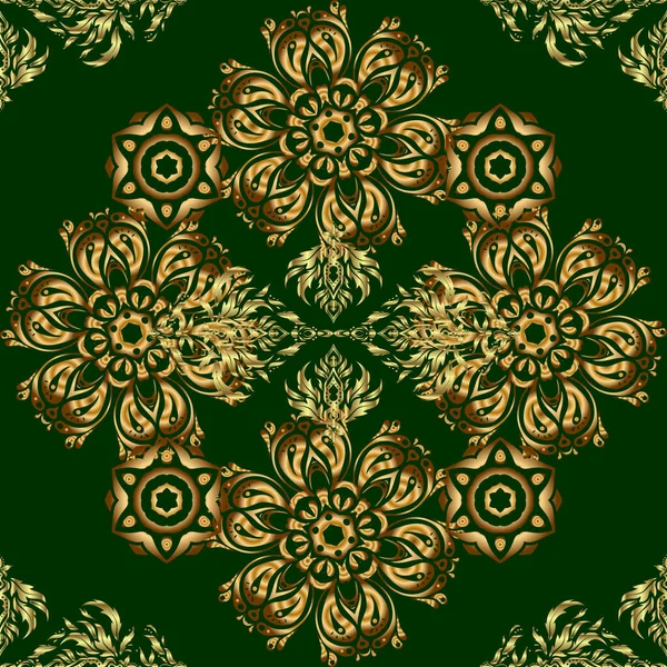 Goldenes Nahtloses Muster Grüner Hintergrund Glitzer Hintergrund Vector Luxuriöser Grüner — Stockvektor
