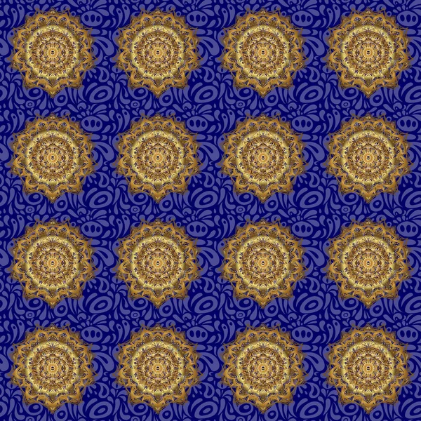 Mandala Sur Fond Bleu Raster Ornament Pattern Élément Cercle Géométrique — Image vectorielle