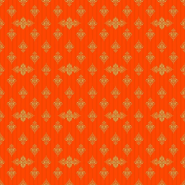 Бесшовный Рисунок Векторных Золотых Элементов Оранжевом Фоне — стоковый вектор