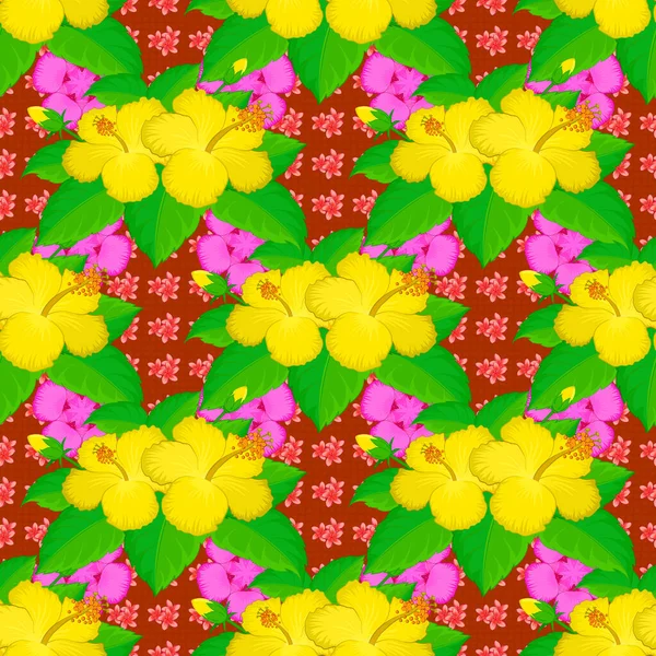 Γεωμετρικό Στολίδι Φύλλων Απρόσκοπτη Μοτίβο Άνθη Ιβίσκου Απρόσκοπτη Αφηρημένη Floral — Διανυσματικό Αρχείο