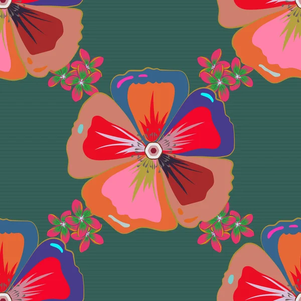 Illustration Vectorielle Motif Floral Sans Couture Avec Des Fleurs Stylisées — Image vectorielle