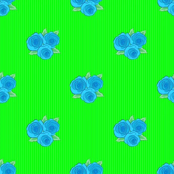 Бесшовный Векторный Рисунок Зелеными Синими Листьями Дизайн Цветов Винтажном Стиле — стоковый вектор