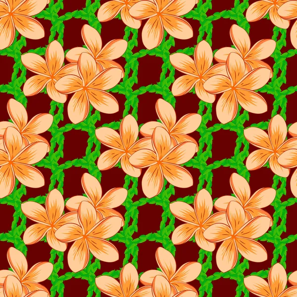 赤い背景のラスター プファリアの花のシームレスなパターン — ストックベクタ