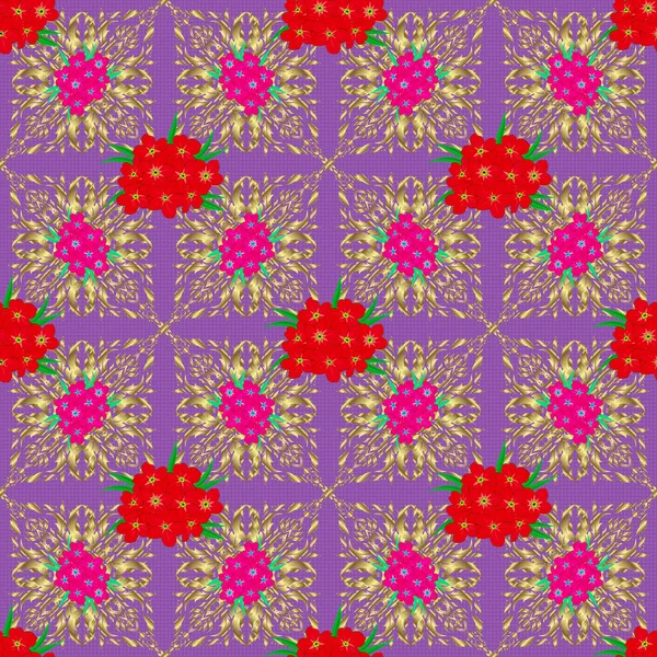 Illustration Vecteur Stock Motif Ininterrompu Fleurs Primula Abstraites Sur Fond — Image vectorielle