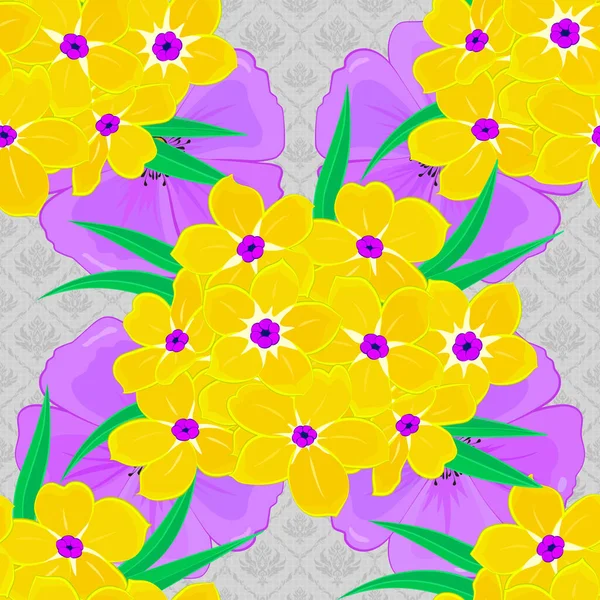 Patrón Vectores Florales Sin Costura Color — Vector de stock