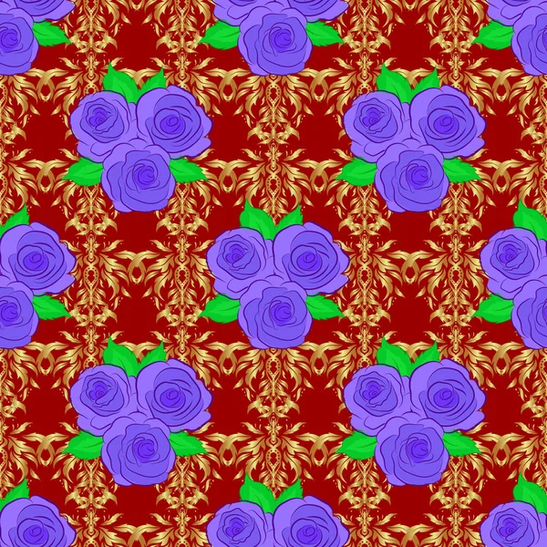 Decoratieve Ornament Voor Stof Textiel Inpakpapier Bloemenbehang Rode Achtergrond Traditioneel — Stockvector