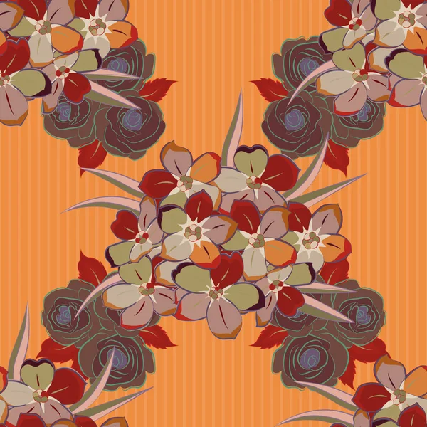 Grafiskt Modernt Mönster Sömlös Abstrakt Blommönster Bruna Orange Och Röda — Stock vektor