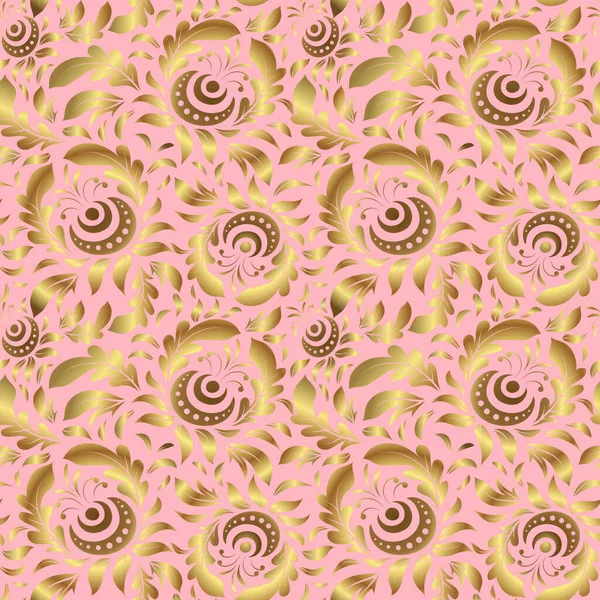 Seamless Pattern Golden Grid Pink Background Vector Square Composition Golden — Stock Vector