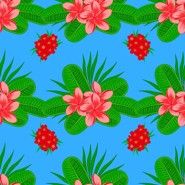 Pintura Derecha Inspirada Impresión Flores Plumeria Fondo Sin Costuras Del — Archivo Imágenes Vectoriales