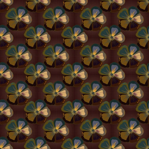 Foulard Soie Avec Des Fleurs Cosmos Couleurs Grises Brunes Vertes — Image vectorielle
