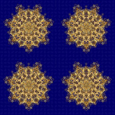 Düğün kartı illüstrasyonu için raster deseni. Mavi arka planda klasik dekoratif unsur. Gururlu Mandala Davetiyesi.