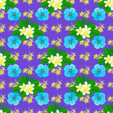 Menekşe arka planında kozmos çiçekleri olan dikişsiz suluboya deseni. Dekorasyon ve tasarım için güzel bir vektör deseni. Kozmos çiçeklerinin zarif deseni. Eski tarz moda yazdırma.